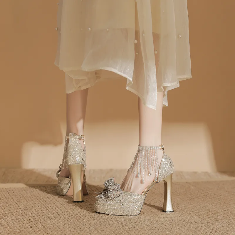 Bamiti Chunky Heel High Heels 11cm Women's-4