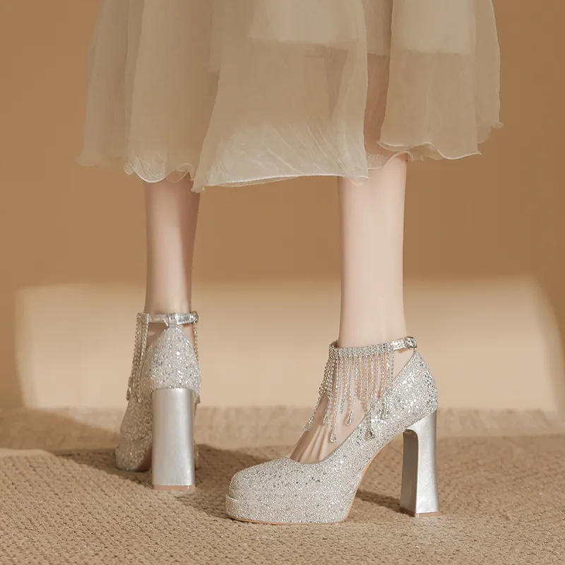 Bamiti Chunky Heel High Heels 11cm Women's-9
