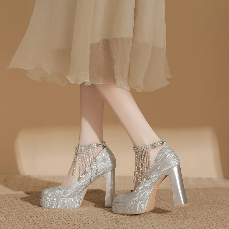 Bamiti Chunky Heel High Heels 11cm Women's-11