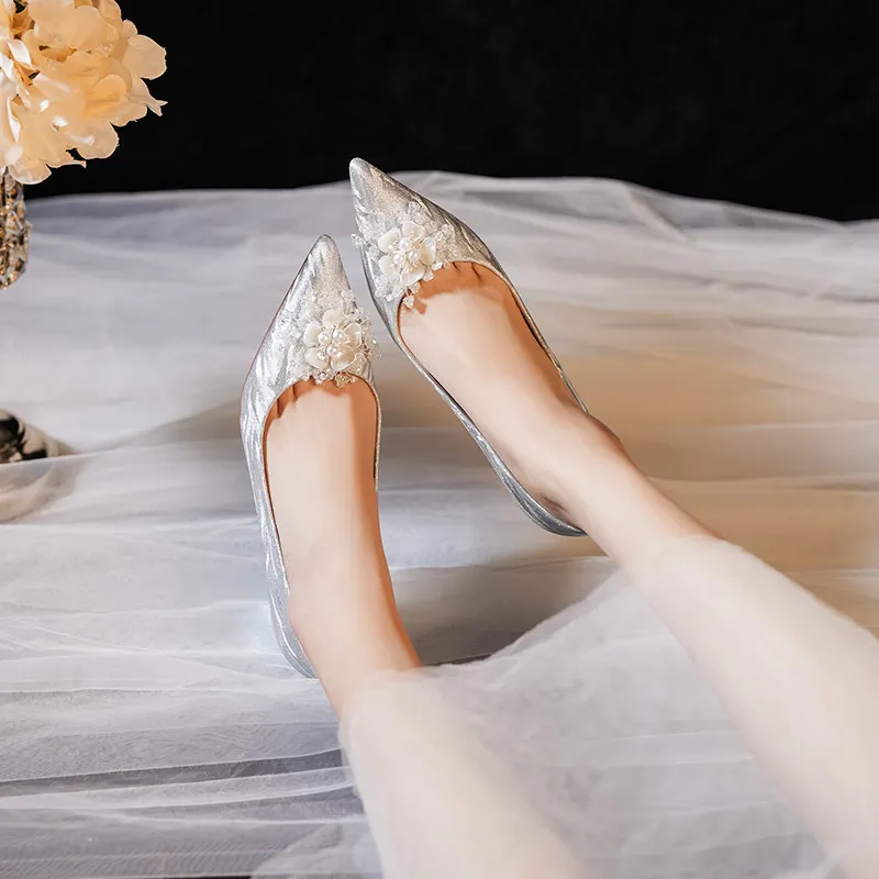 Bamiti Coming of Age Ceremony High Heels Women's Silver-5