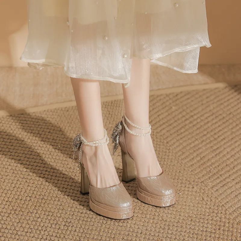 Bamiti Chunky Heel High Heels 11cm Women's-2