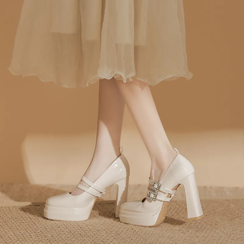 Bamiti Chunky Heel High Heels 11cm Women's-11
