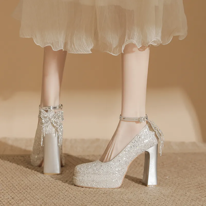 Bamiti Chunky Heel High Heels 11cm Women's-9
