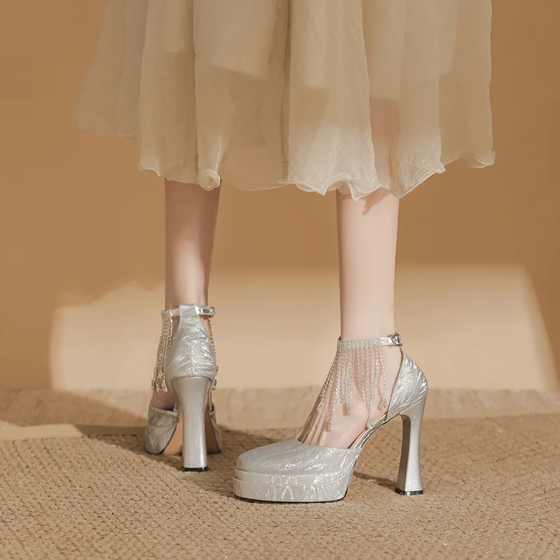 Bamiti Chunky Heel High Heels 11cm Women's-10