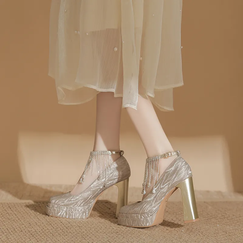 Bamiti Chunky Heel High Heels 11cm Women's-4