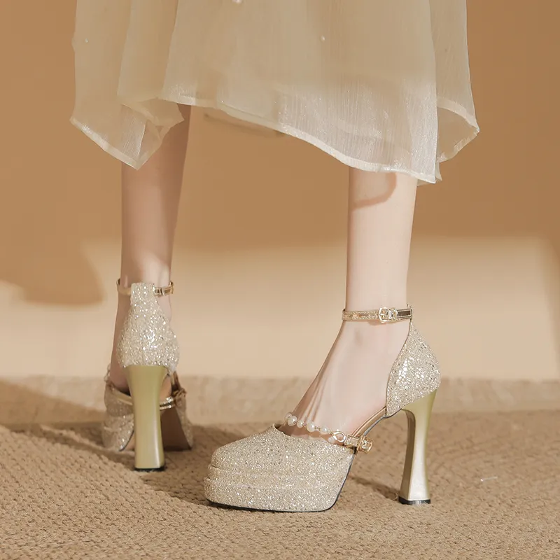 Bamiti Chunky Heel High Heels 11cm Women's-3
