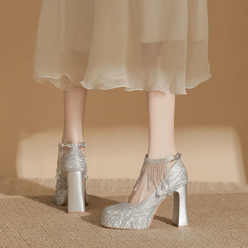 Bamiti Chunky Heel High Heels 11cm Women's-10