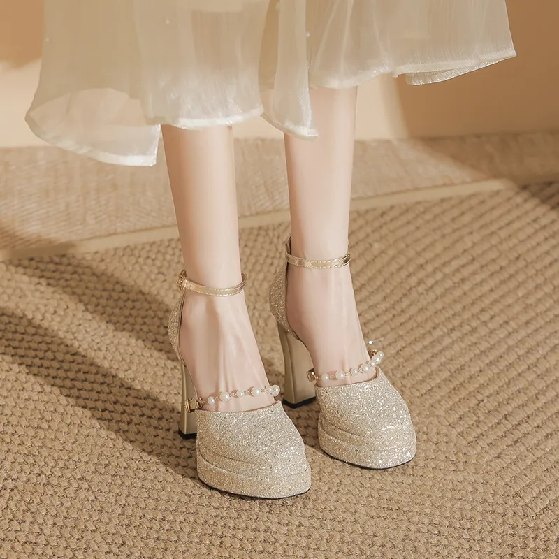 Bamiti Chunky Heel High Heels 11cm Women's-5