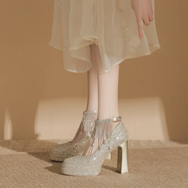 Bamiti Chunky Heel High Heels 11cm Women's-2
