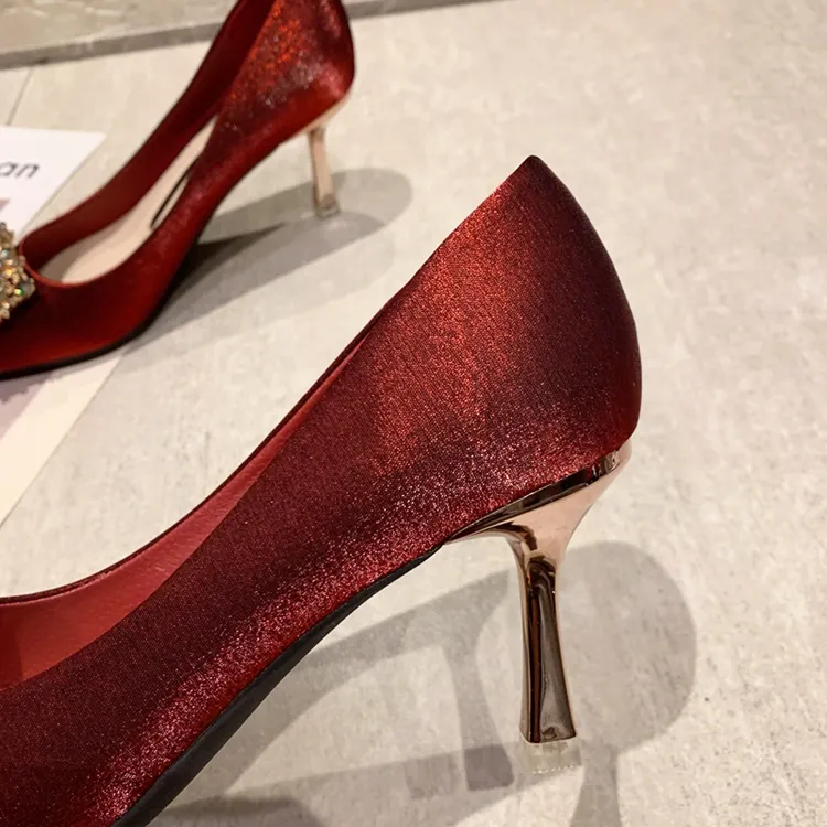 Bamiti High Heels Women's Burgundy/Black-4