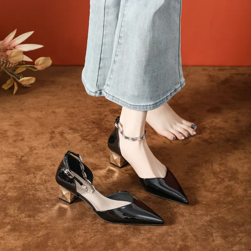 Bamiti Chunky Heel High Heels 5cm Women's-4