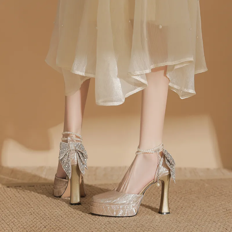 Bamiti Chunky Heel High Heels 11cm Women's-4