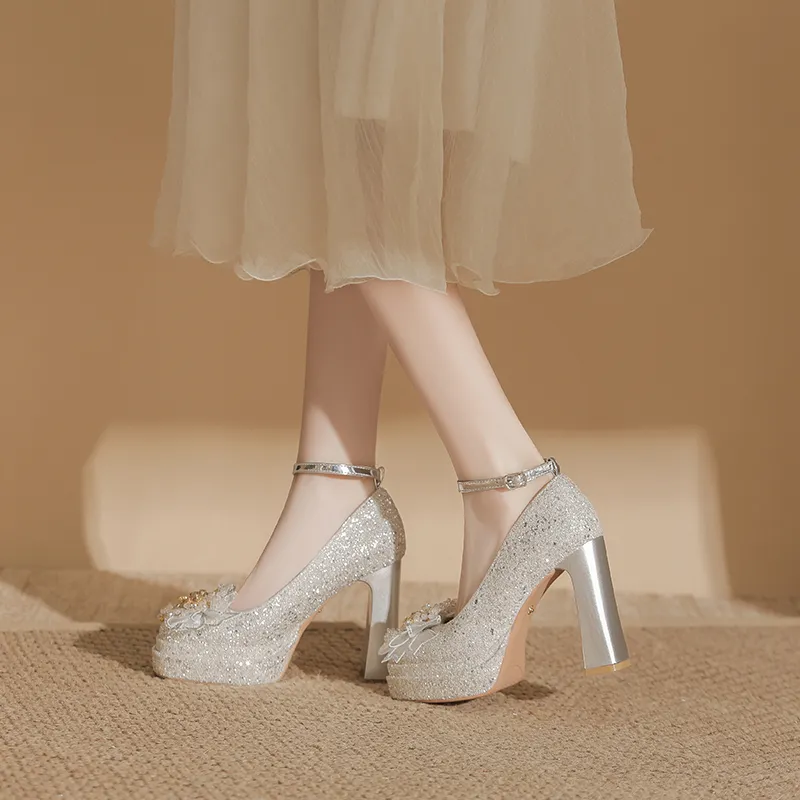 Bamiti Chunky Heel High Heels 11cm Women's-10