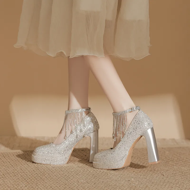 Bamiti Chunky Heel High Heels 11cm Women's-10