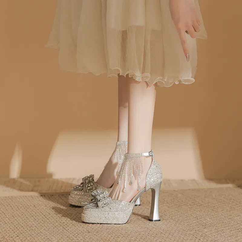 Bamiti Chunky Heel High Heels 11cm Women's-9