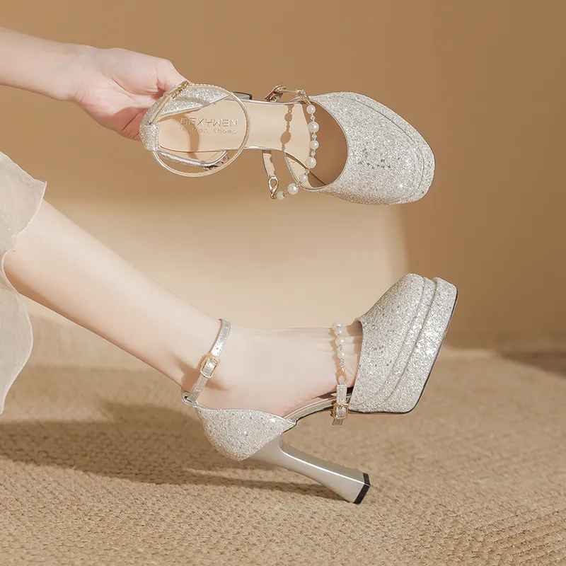 Bamiti Chunky Heel High Heels 11cm Women's-7