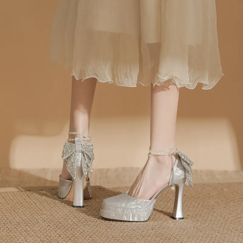 Bamiti Chunky Heel High Heels 11cm Women's-9