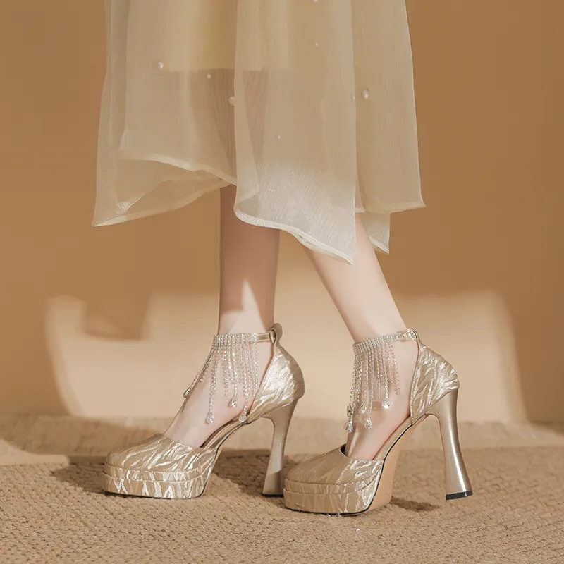 Bamiti Chunky Heel High Heels 11cm Women's-5