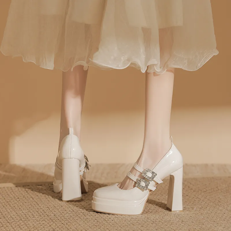 Bamiti Chunky Heel High Heels 11cm Women's-13