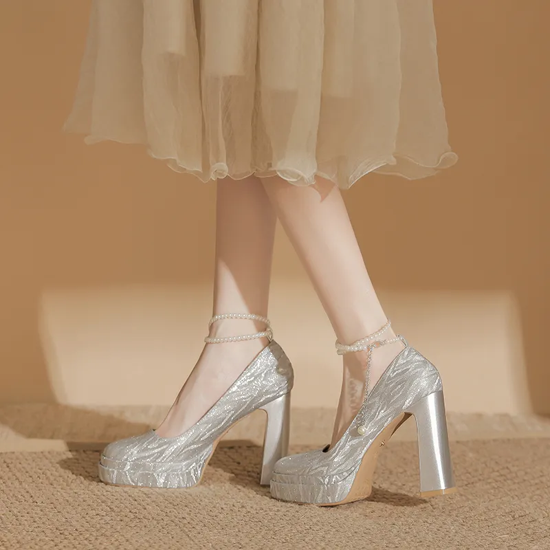 Bamiti Chunky Heel High Heels 11cm Women's-12