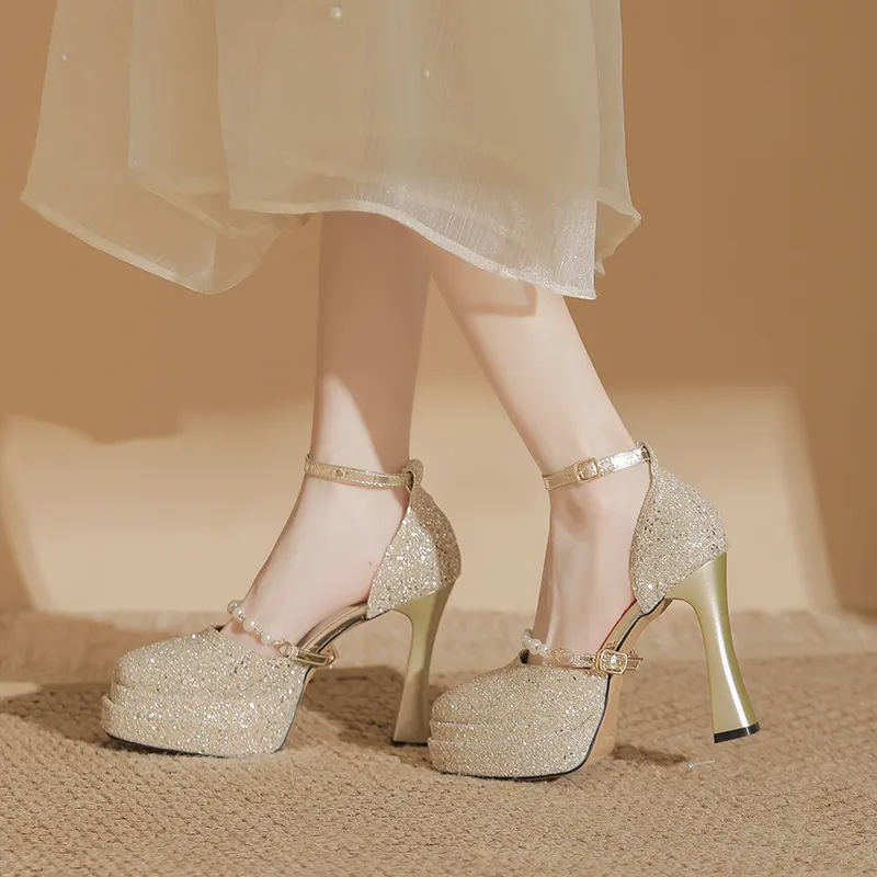Bamiti Chunky Heel High Heels 11cm Women's-4