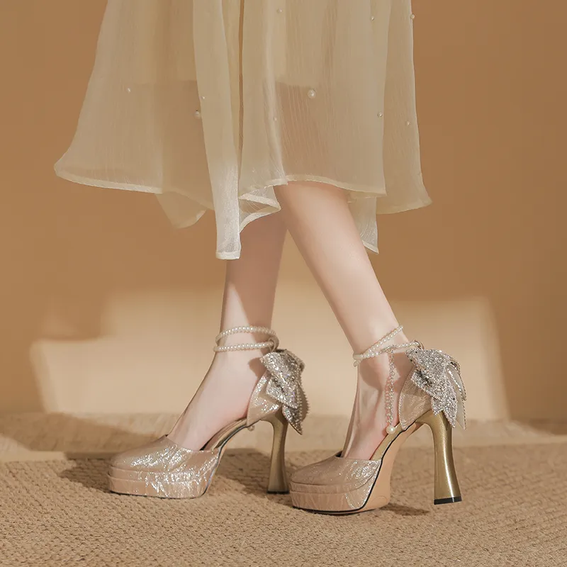 Bamiti Chunky Heel High Heels 11cm Women's-5