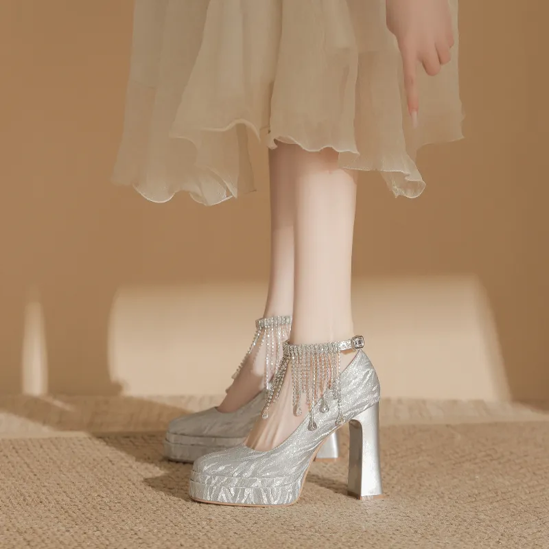 Bamiti Chunky Heel High Heels 11cm Women's-9