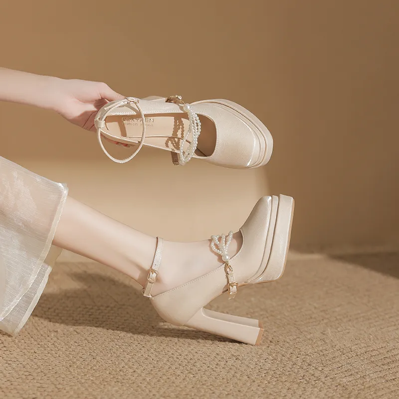 Bamiti Chunky Heel High Heels 11cm Women's-1