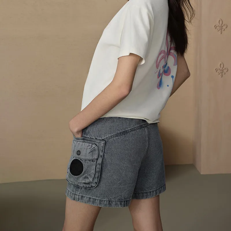 Palladium Denim Shorts Unisex Dark Color Denim-5