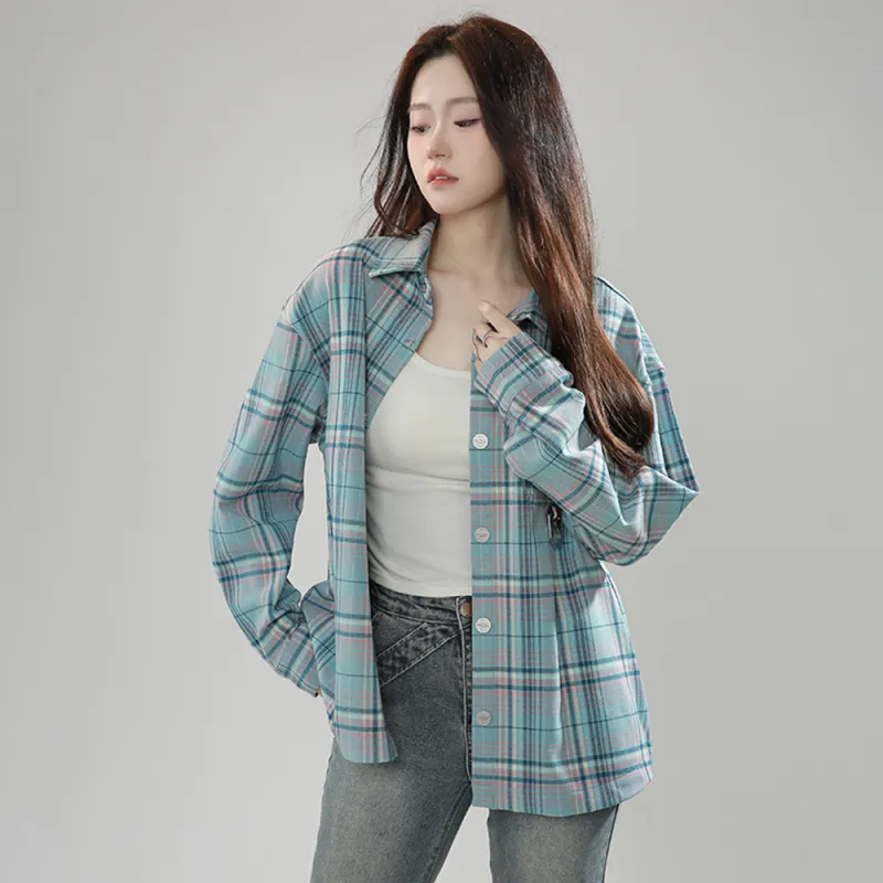Palladium Shirt Unisex Blue White Pink Plaid Stripes-2