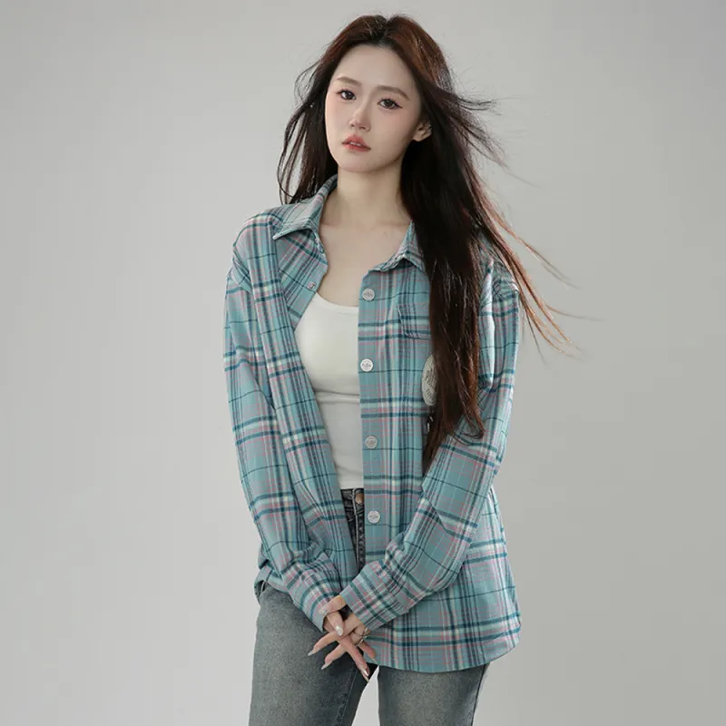 Palladium Shirt Unisex Blue White Pink Plaid Stripes-8