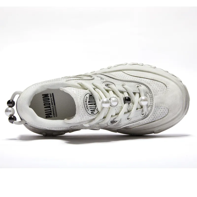 Palladium Abrasion Resistant Slip Resistant Low Top Skateboard Shoes Women's White-4