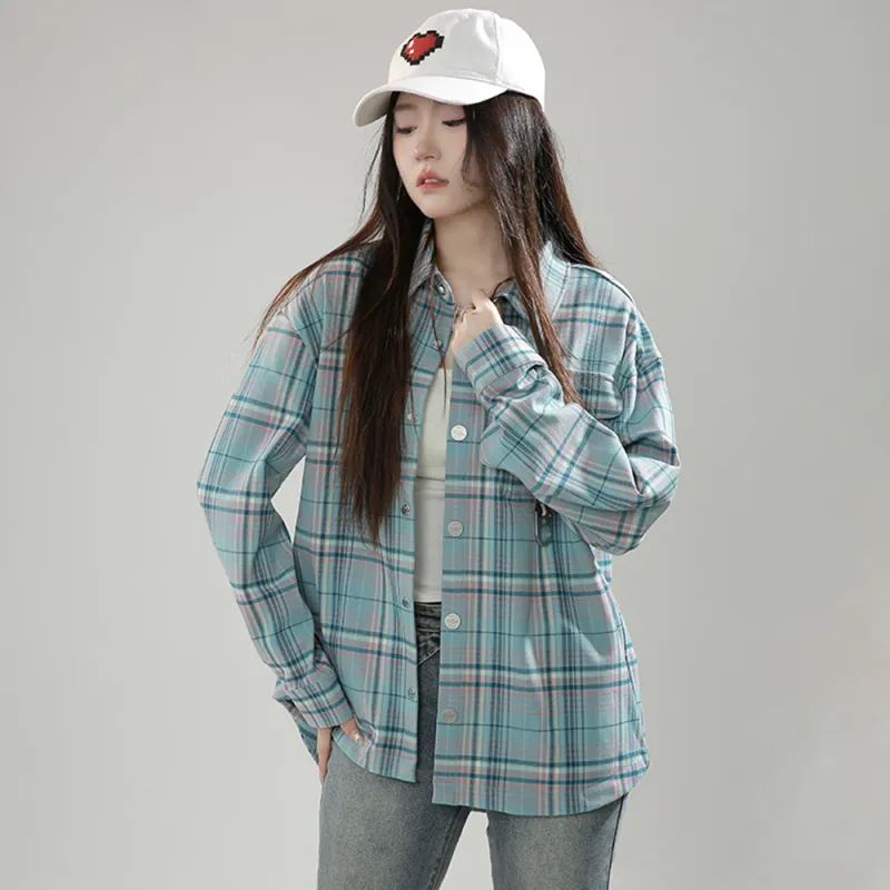 Palladium Shirt Unisex Blue White Pink Plaid Stripes-7
