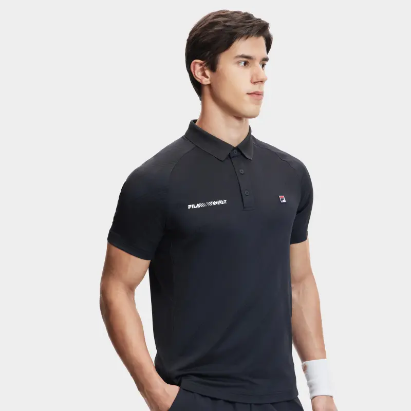 FILA Polo Shirts Men Dark Current Black-3