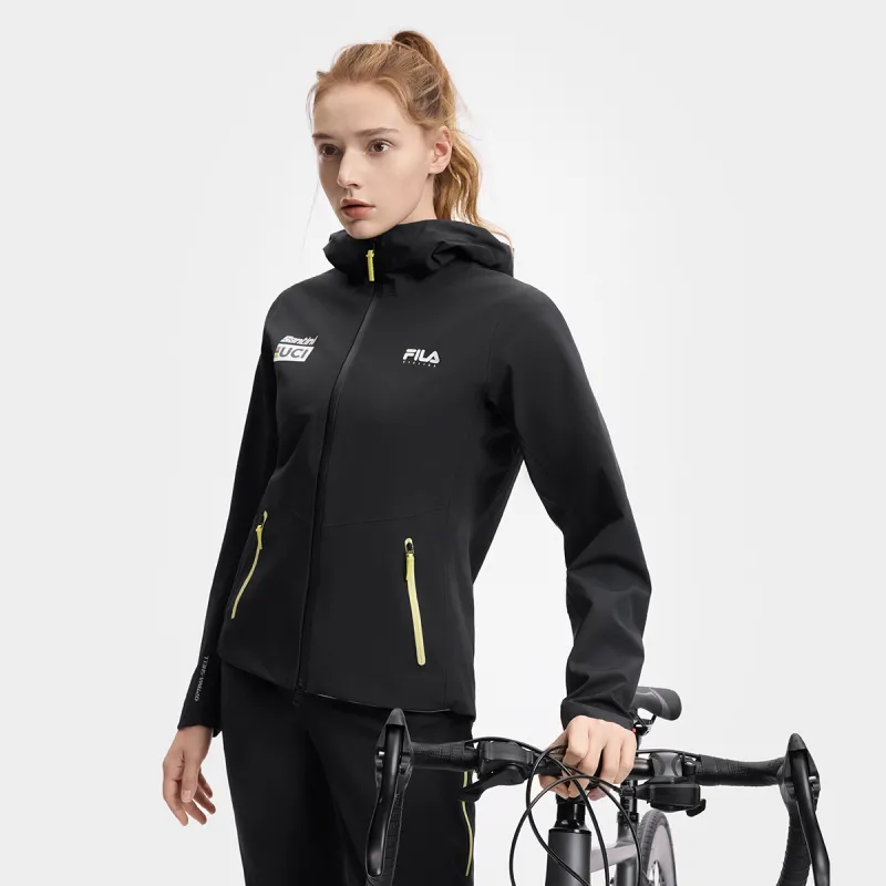 FILA CYCLING Waterproof, Windproof, And Quick Dry Windbreaker Jacket Women's Pitch Black-5