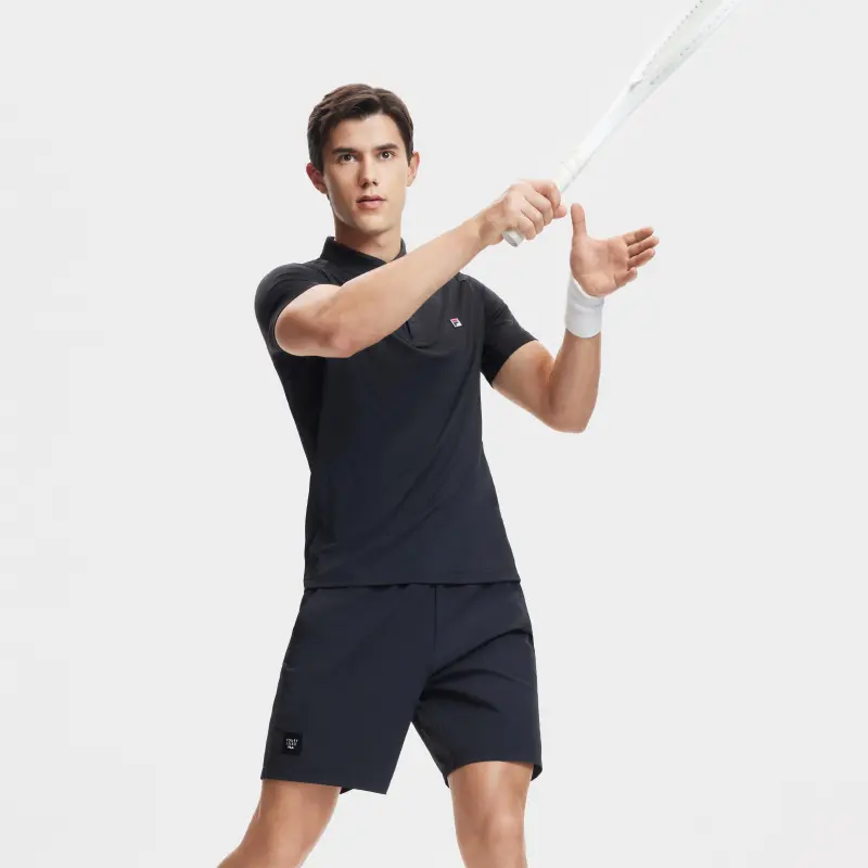 FILA Polo Shirts Men Dark Current Black-5