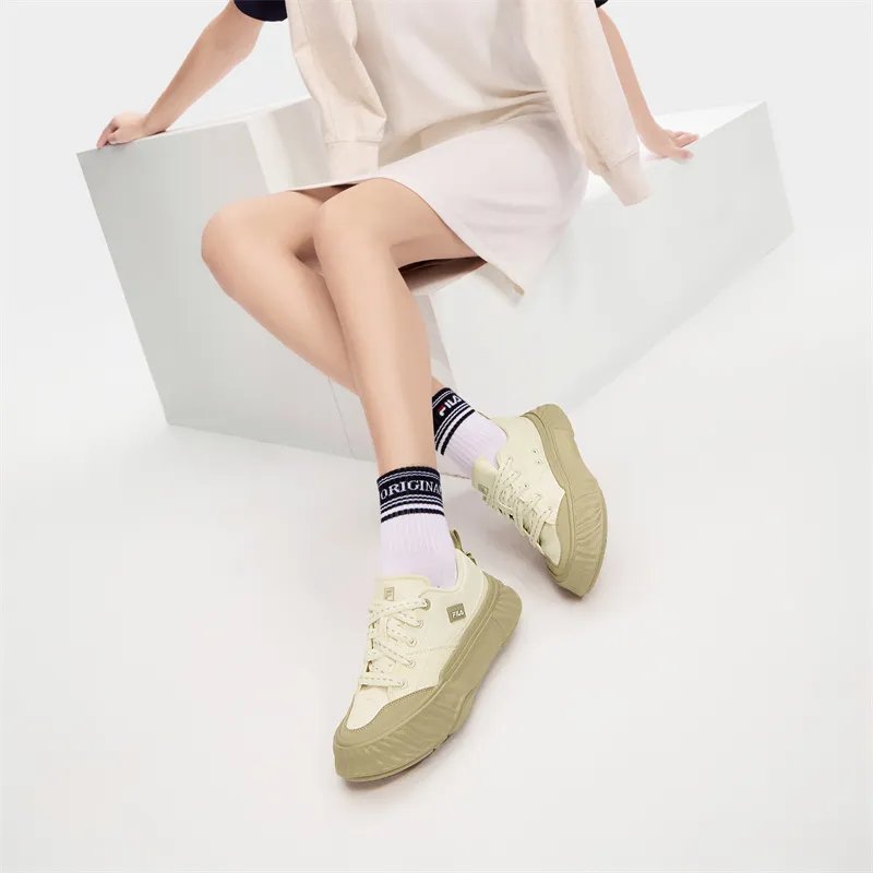 FILA Fosso Low Top Canvas Shoes Women's Milk White-4
