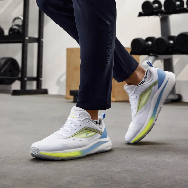 FILA NUVOLE 2 Cushioned Slip Resistant Low Top Running Shoes Men's White Blue-4