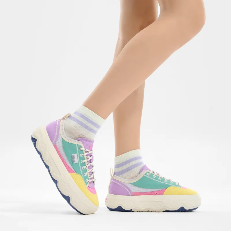 FILA ROCK Rock Shoes Anti-Slip Wear-Resistant Low-Top Canvas Shoes Women's Yellow Blue-4