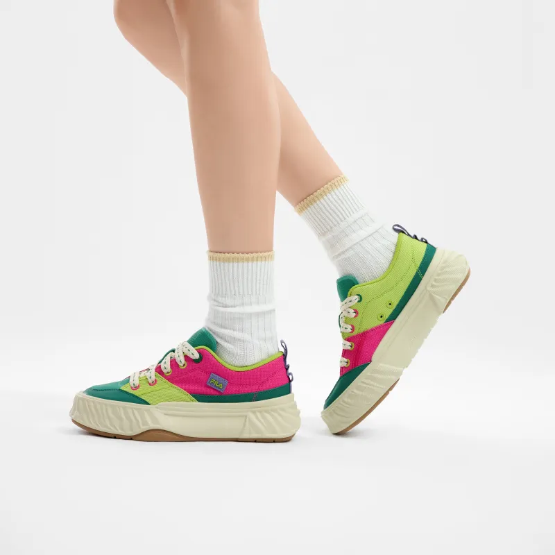 FILA Fosso Slip Resistant Low Top Canvas Shoes Women's Green Pink-6