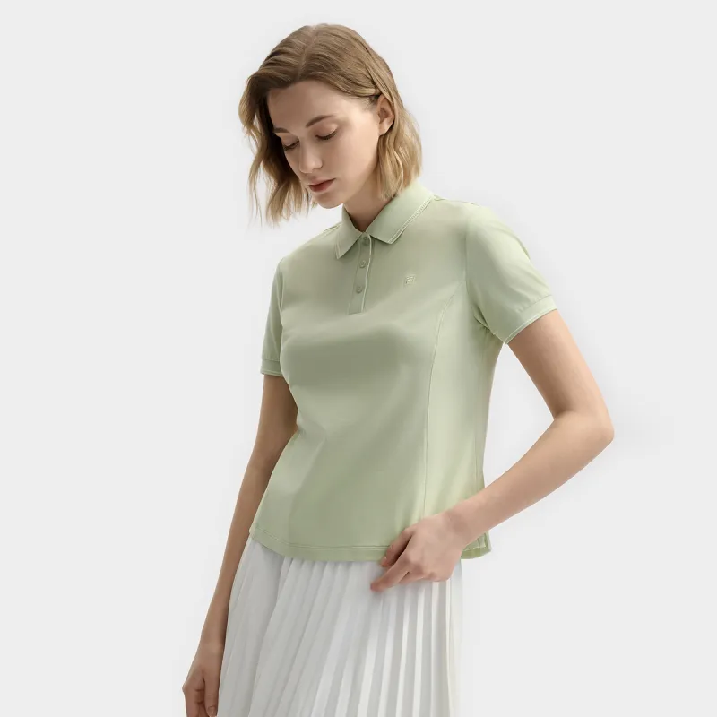 FILA WHITE Polo Shirt Women's Herbal Green-3