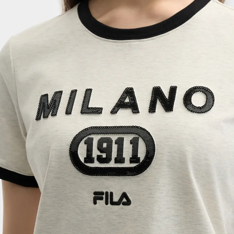 FILA MILANO Italian Luxury Sports Collection T Shirt Women's Light Khaki Heather Gray-6