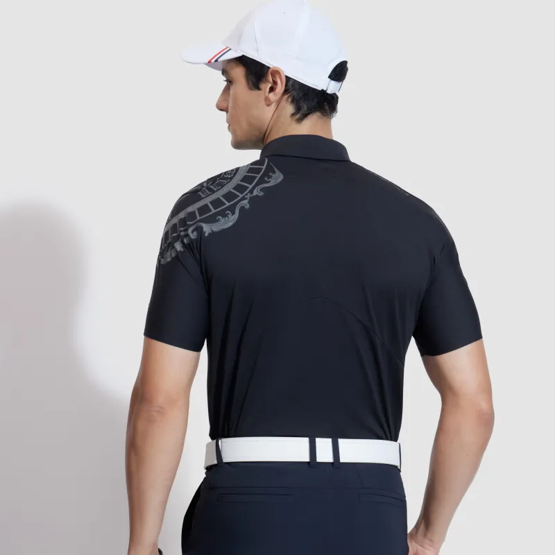 FILA Golf Series Short Sleeved Polo Shirt Men's Pitch Black-5
