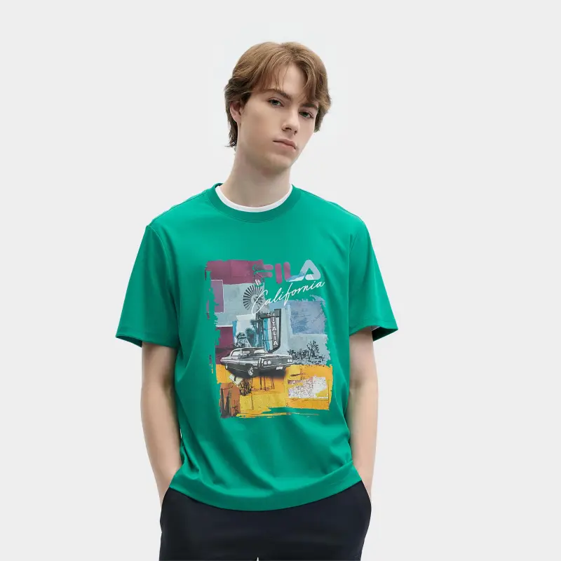 FILA SS24 T Shirt Men's Myriad Green Tracks-2