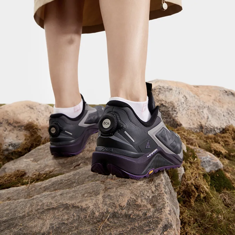 FILA BOA WOLF 2+ Anti Slip And Wear Resistant Breathable Low Top Outdoor Shoes Women's Shadow Black Gray-5