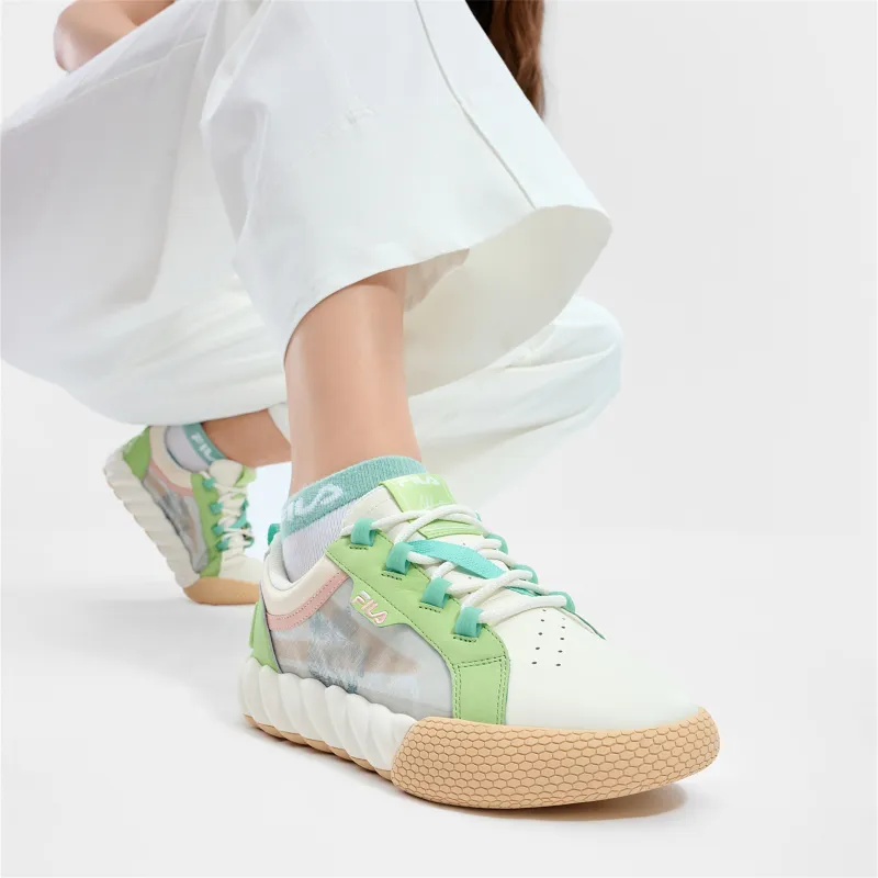 FILA CAMPO VERSAILLES Anti Slip Wear Resistant Low Top Skateboard Shoes Women's White Green-5