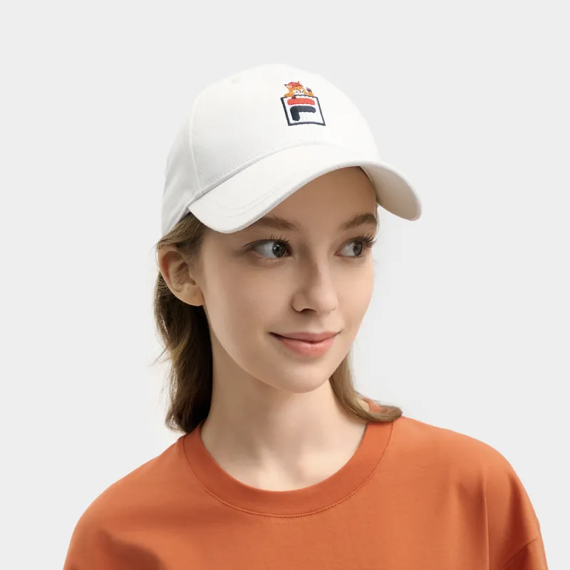 FILA x Maison Kitsune Cotton Baseball Caps Unisex Standard White-3
