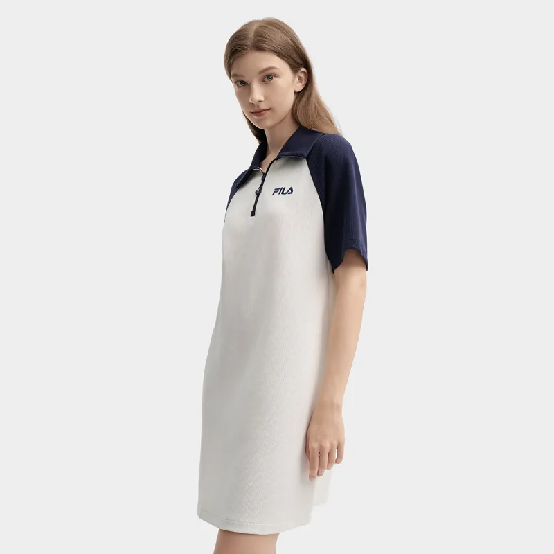 FILA Short Sleeved Dress Women's Cloud White-3