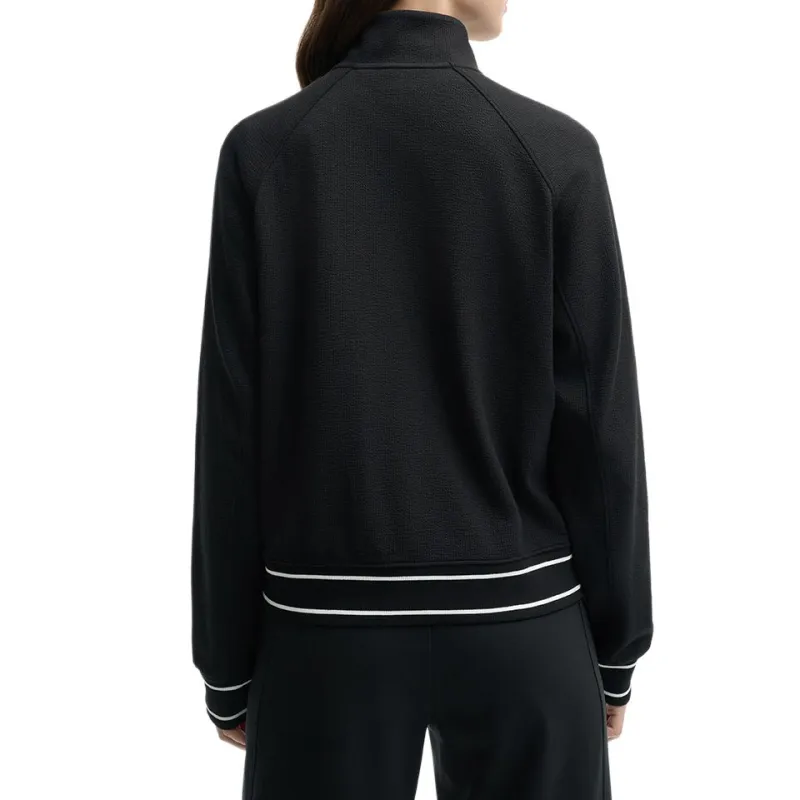 FILA Knitted Fabric Long Sleeved Coat Women's Jet Black-4