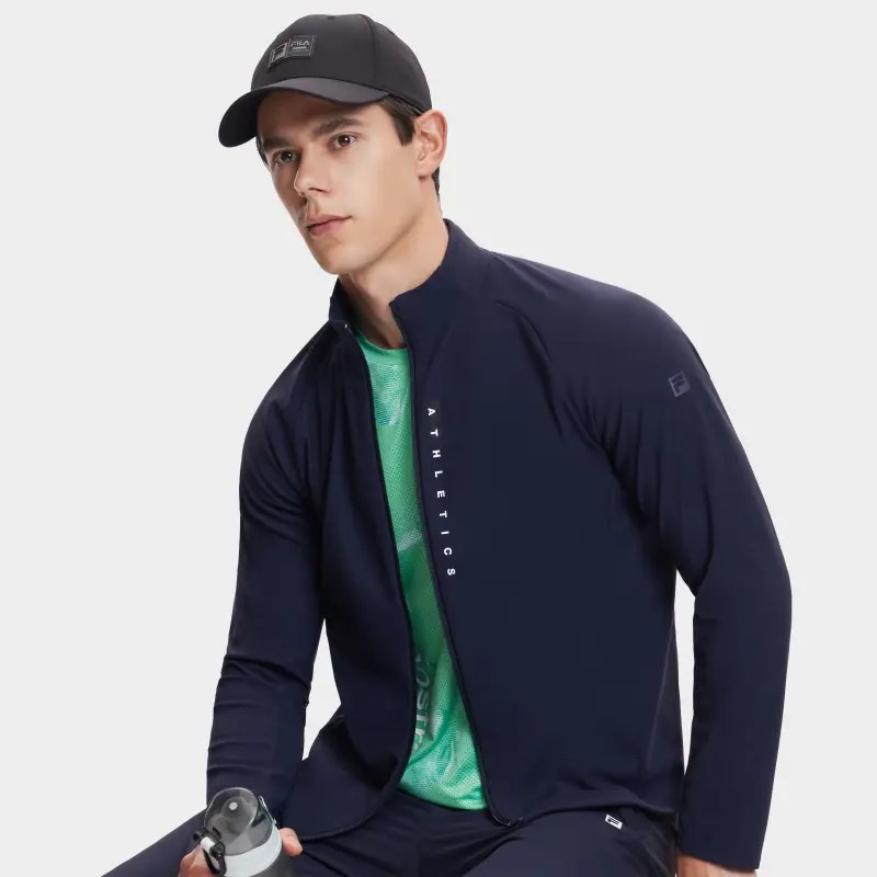 FILA Knitted Fabric Long Sleeved Coat Men's-4